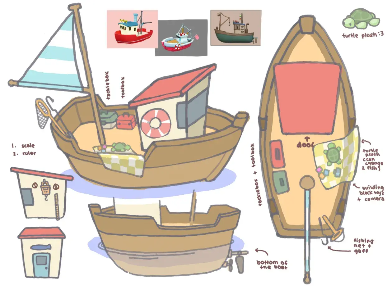 Concept for the boat from the intro area to the game